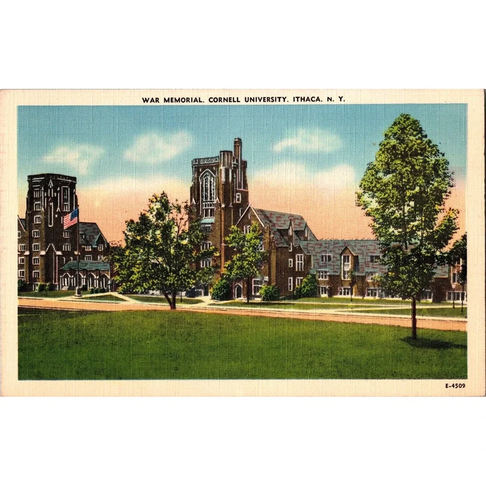 Vintage Cornell University War Memorial Linen Postcard by E.C. Kropp